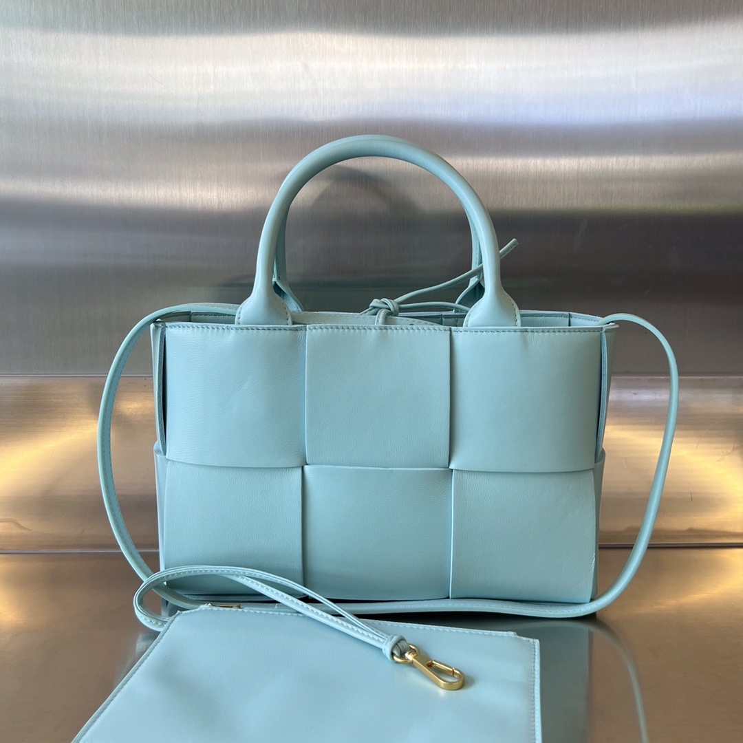 Mini Arco Intreccio Leather Tote Bag Sky Blue